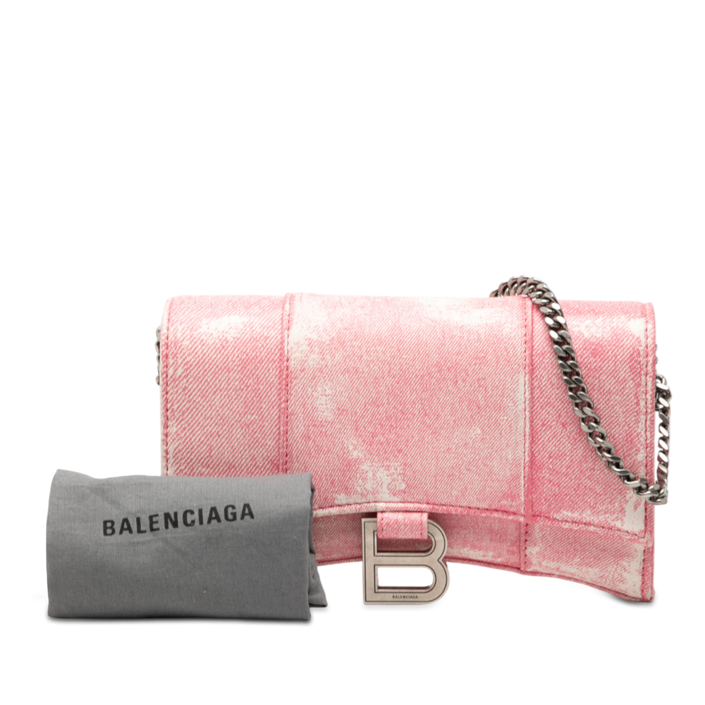 Pre-Loved Balenciaga Nappa Denim Printed Hourglass Wallet on Chain - Picture 7 of 7
